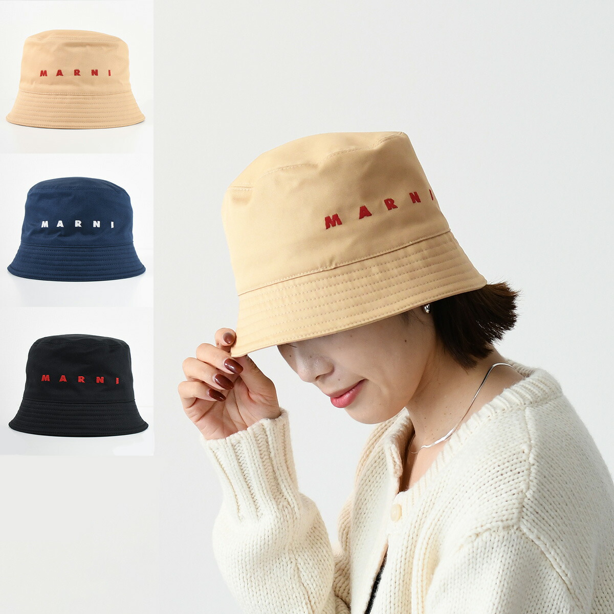 MARNI バケットハット CLMC0067S1 UAC004 ロゴ刺繍 MARNI マルニ 帽子 バケットハット CLMC0067S1UAC004 バケハ