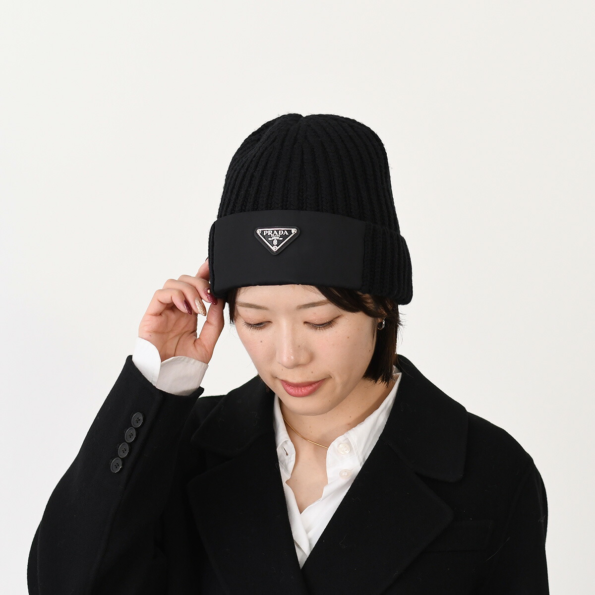 PRADA（プラダ） ニット帽 ウール ビーニー 1HC390 2DZL レディース