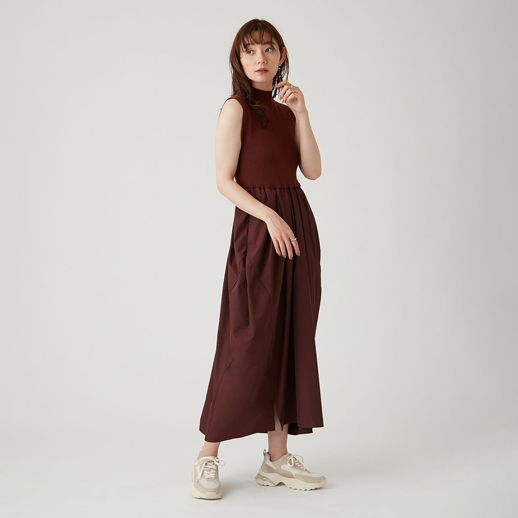 SALE40%OFF emmi atelier エミ アトリエ ニットドッキングコクーンワンピース ...
