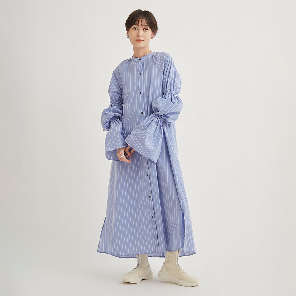 emmi atelier デザインスリーブシャツワンピース 13wfo241002 レディース ドレス ロング丈 キャンディスリーブ ゆったり 羽織 :13wfo241002:セレクトショップムー