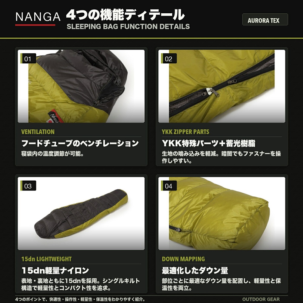 NANGA（ナンガ） AURORA TEX light 480DX ショート オーロラテックス
