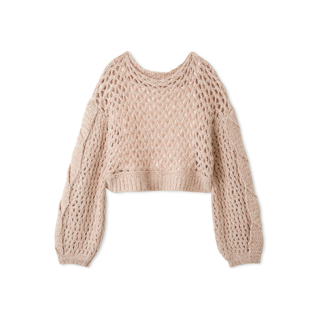 最終お値下げです！セルフォード　ファー付きベージュ長袖ニット CELFORD（セルフォード） (12%OFF) 裾ファーブルゾン 24秋冬