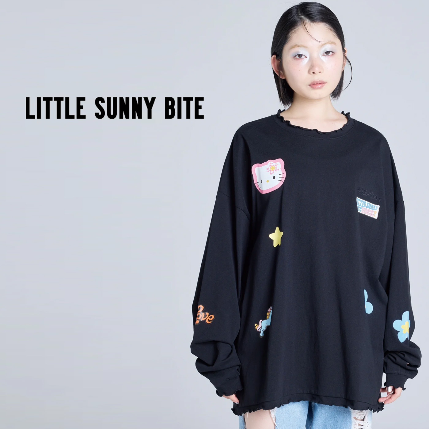 リトルサニーバイト hello kitty x little sunny bite frill long tee