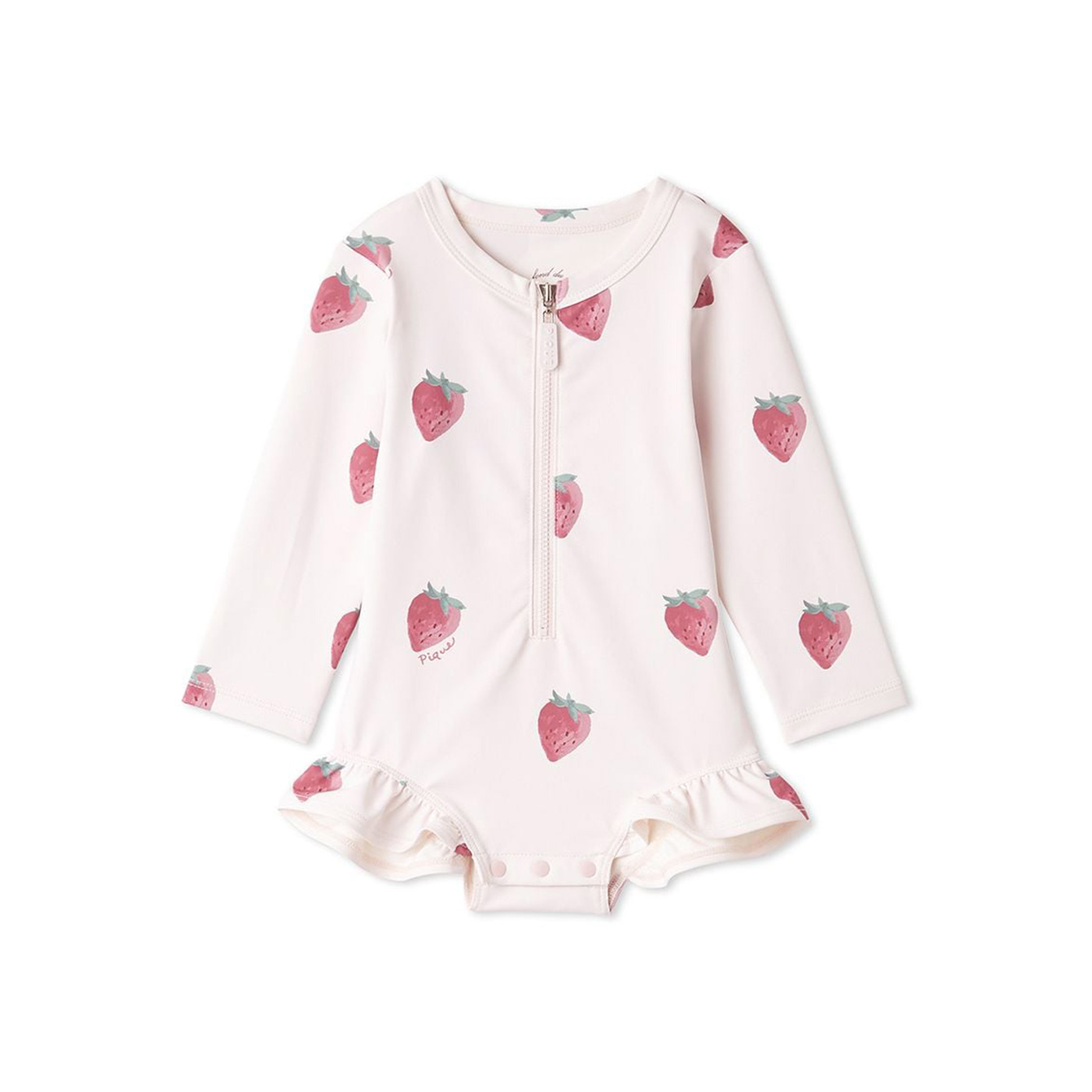赤い水玉模様のコットンピケベビー服用 ファブリック 幅77c×464c/K405 gelato pique（ジェラートピケ） ベビー UVカット スイムウェア