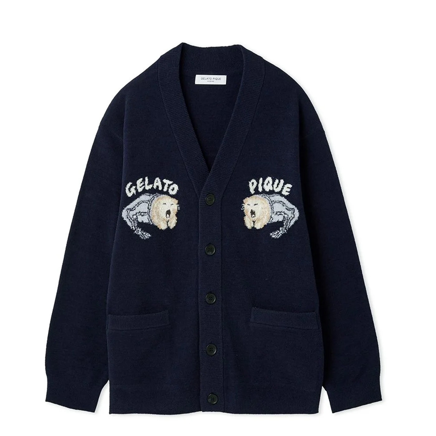 ジェラートピケ オム ベビモコキャット カーディガン M★ルームウェアジェラピケ gelato pique ジェラートピケ オム sleeping cat ジャガード