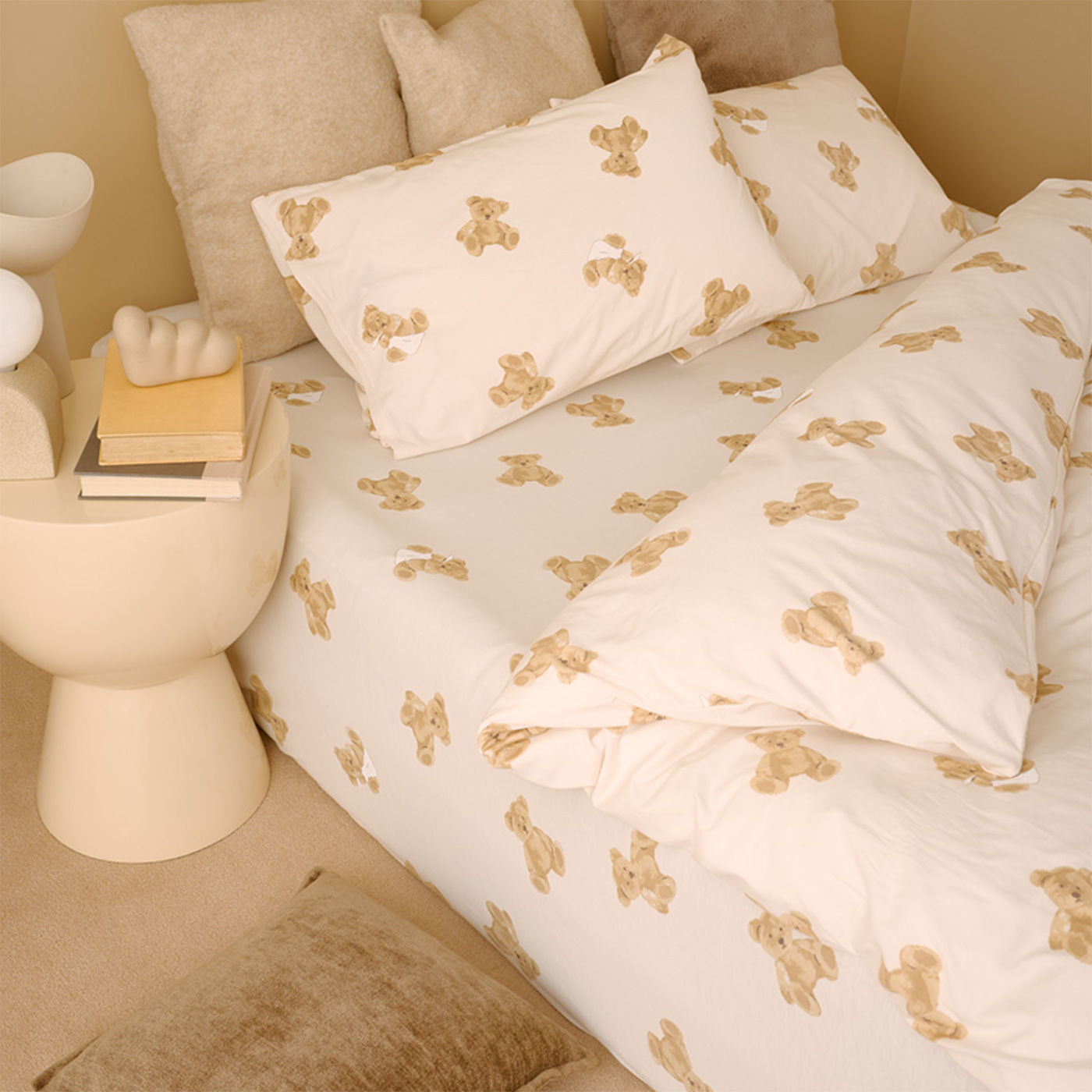 ジェラートピケ Sleep シングル　ベアモチーフ3点セット　寝具　布団カバー Sleep】ベア柄3点セット（シングル）(寝具セット)｜ルームウェア