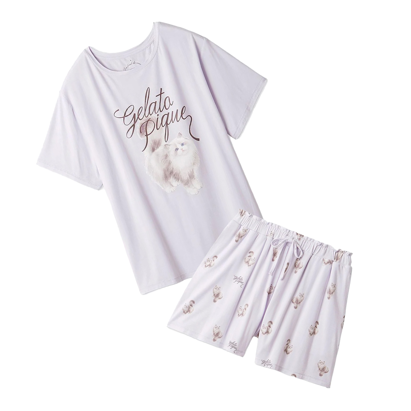 gelato pique ジェラートピケ CAT柄ワンポイントTシャツ