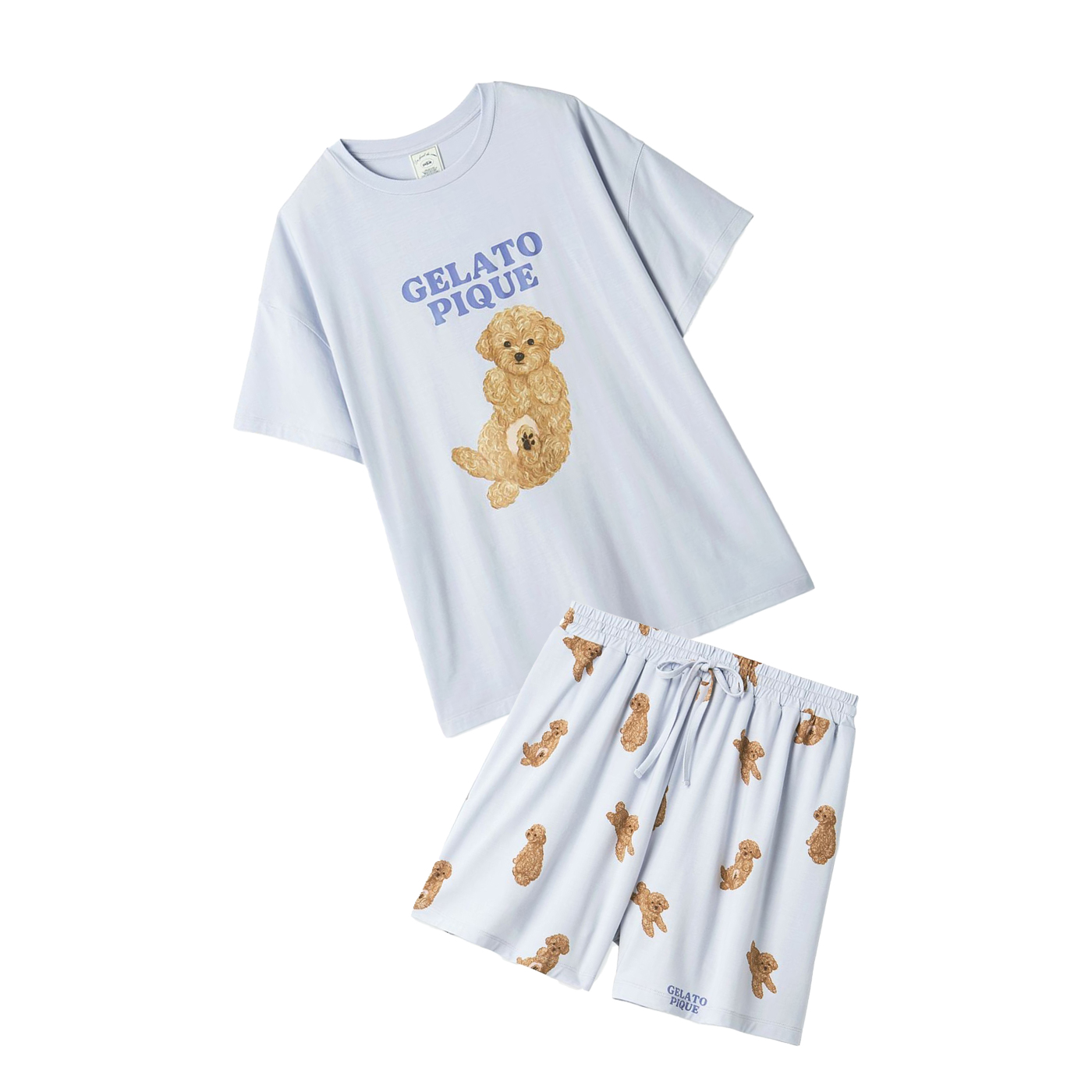 GELATO PIQUE 犬デザイン ルームウェア　上下セット gelato pique（ジェラートピケ） ドッグ柄ロンT&ロングパンツ
