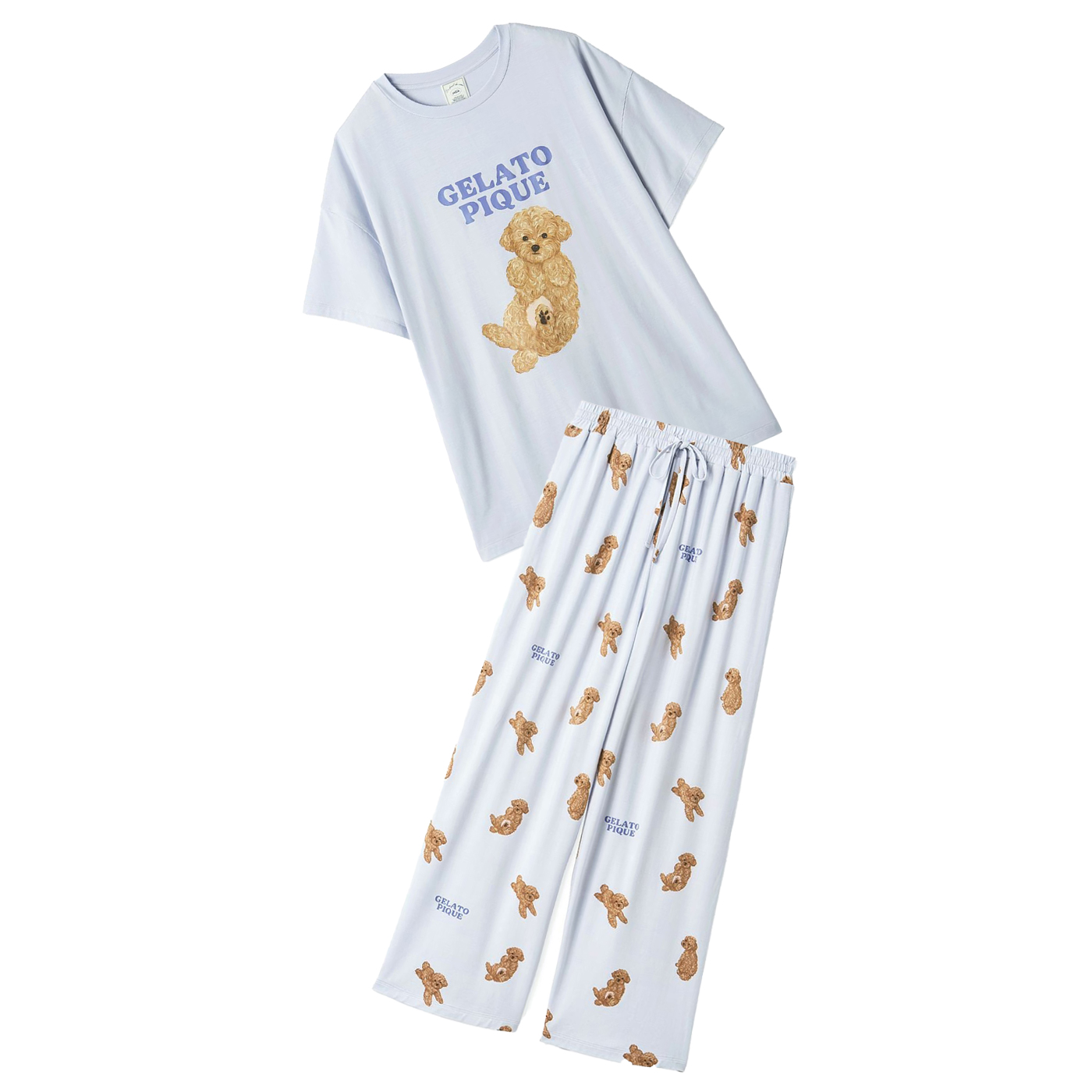 【新品】ジェラピケ ドッグワンポイントTシャツ&総柄ショートパンツ ポメラニアン 新品】ジェラートピケ♡ドッグワンポイントTシャツ&総柄パンツセット