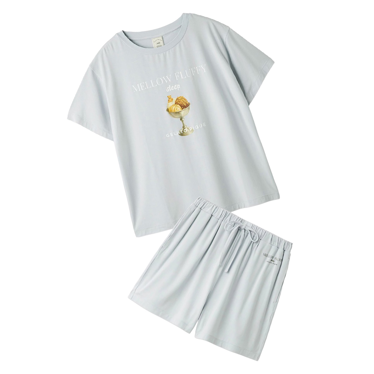 ジェラートピケ 接触冷感 COOLレーヨンデザートロゴTシャツ&ショートパンツセット pwcp262300set pwct262298 ジェラピケ パジャマ 上下セット gelato piqueの画像