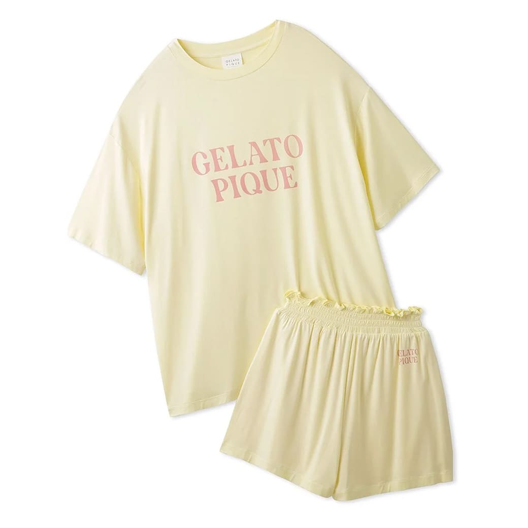 gelato pique 接触冷感 カラフルレーヨンロゴTシャツ＆ショートパンツセット pwct24...