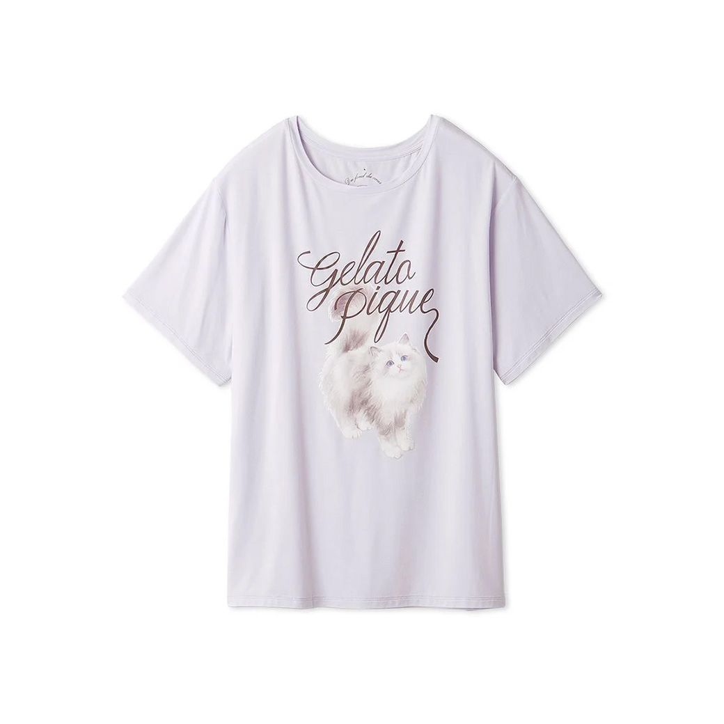 2025年 お歳暮・冬ギフト特集 gelato CAT柄ワンポイントTシャツ ジェラートピケ pique ルームウェア・パジャマ