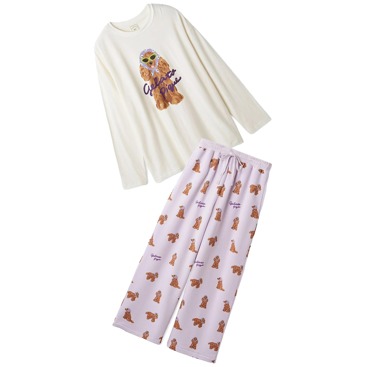 gelato pique（ジェラートピケ） スカーフDOGワンポイントロンT&ロング