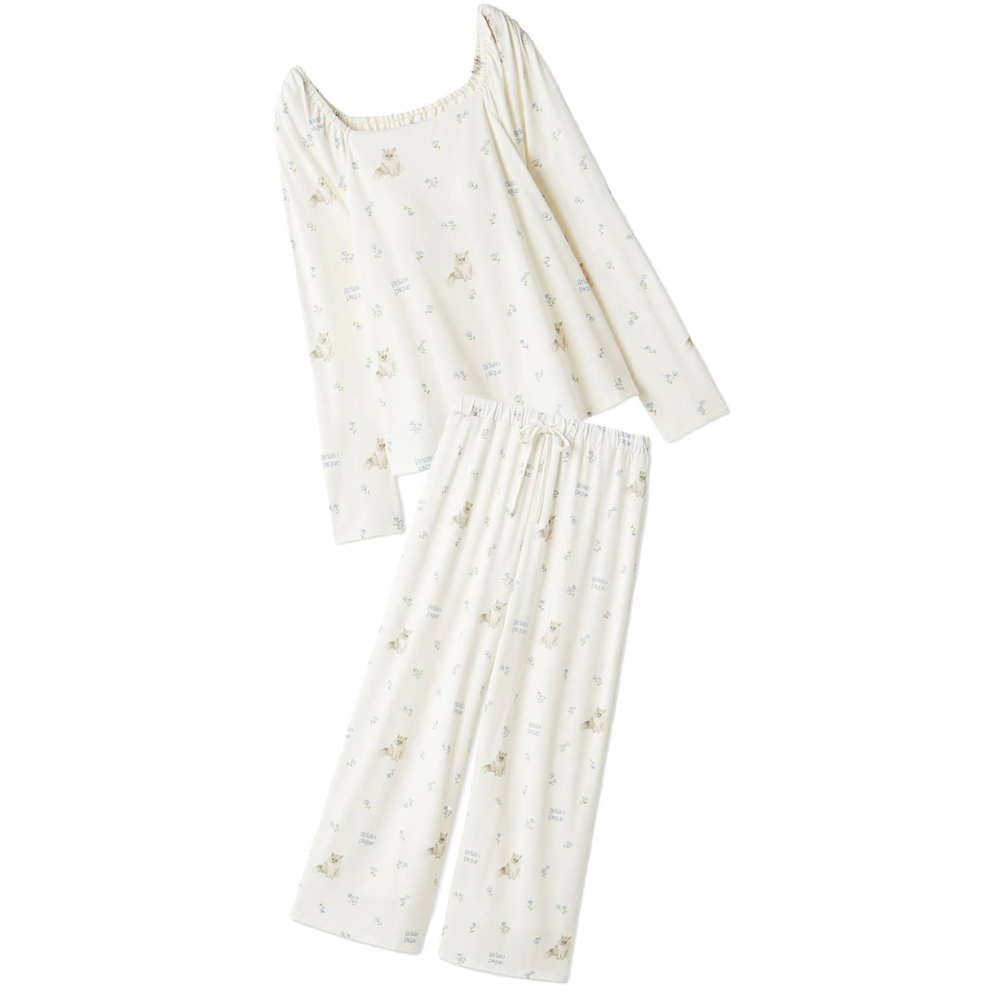 gelato pique（ジェラートピケ） フラワーキャット柄カップインプル