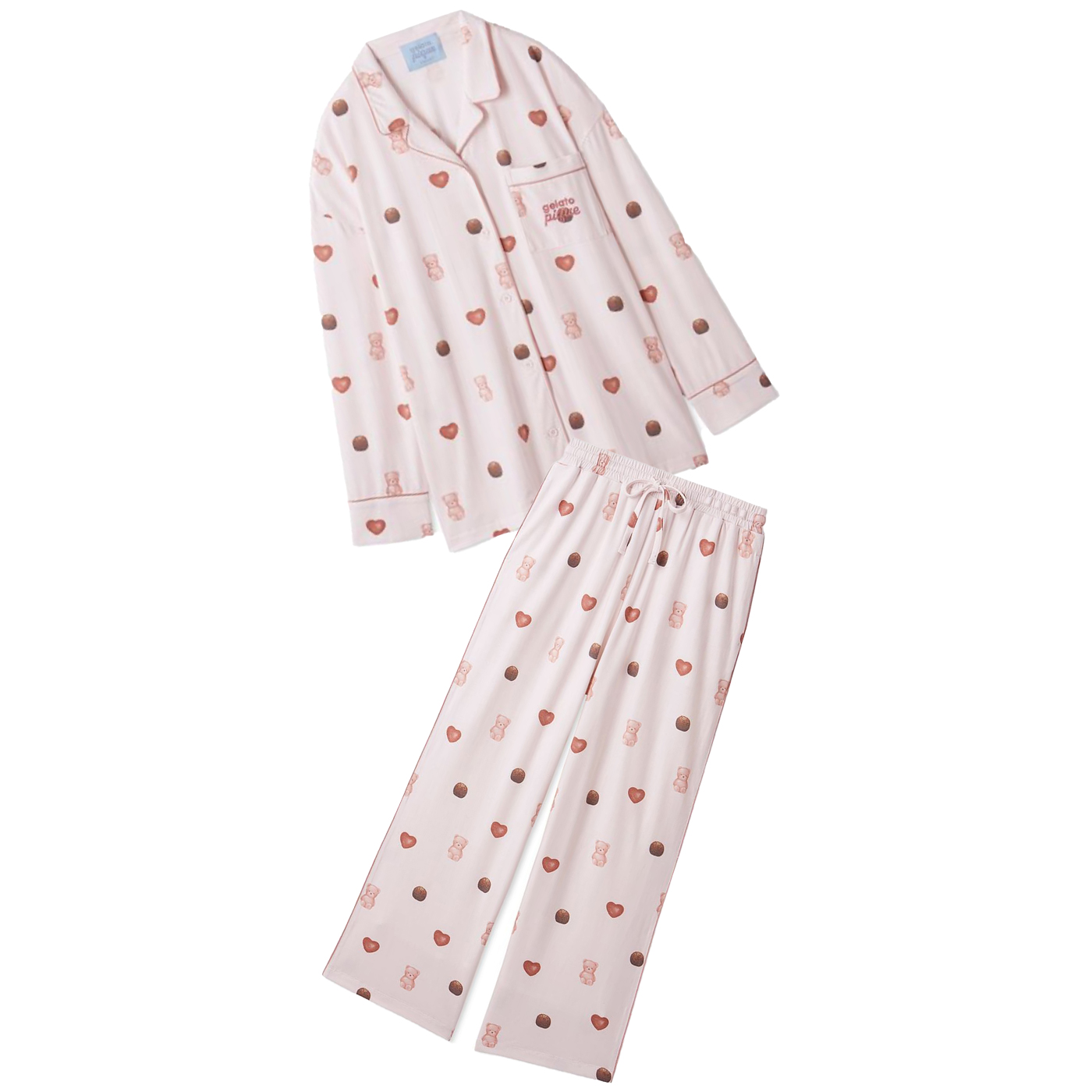 gelato pique（ジェラートピケ） Valentine 総柄シャツ&ロングパンツ