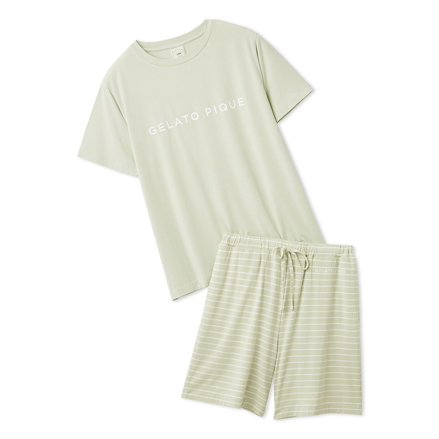 【最安値★上下セット】ジェラピケ　カットソーシャツ　ショートパンツ gelato pique（ジェラートピケ） レーヨンロゴTシャツ&ボーダーハーフ
