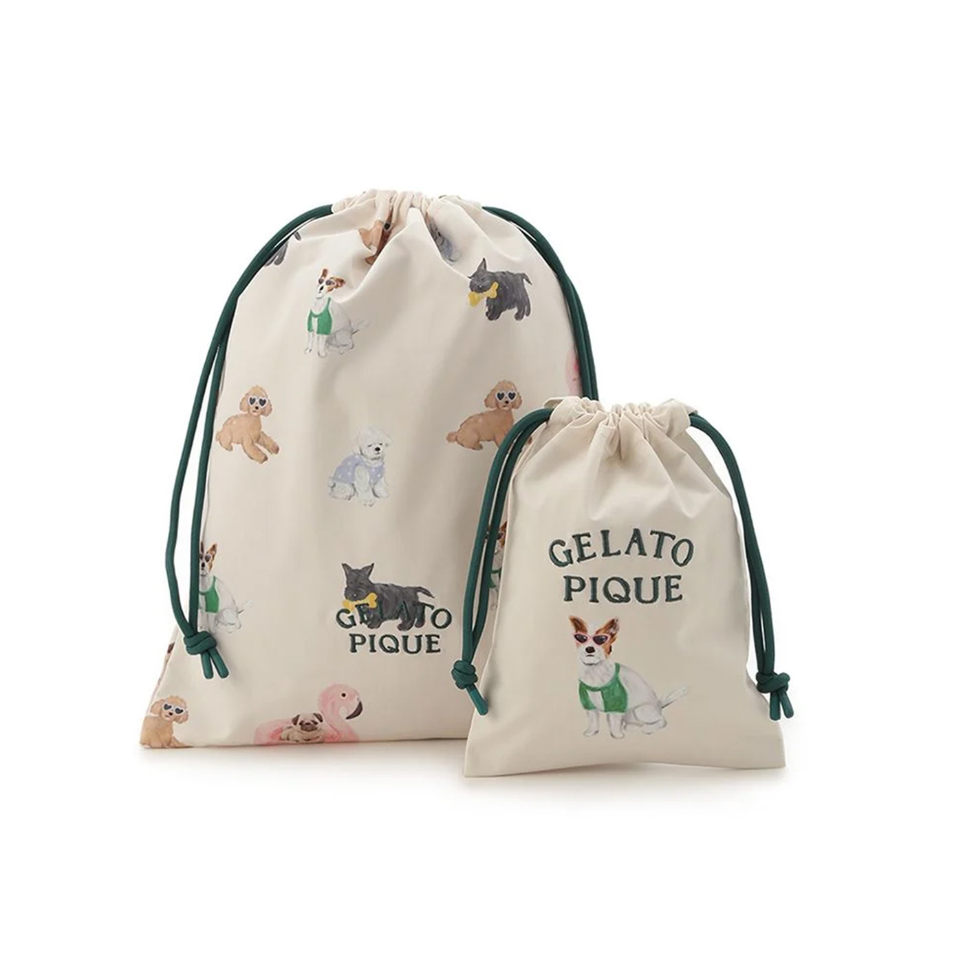 ジェラートピケ ぬいぐるみ 巾着　ポーチ　ソックス　4点セット　おまとめ販売 gelato pique ジェラートピケ SUMMER DOG柄巾着セット
