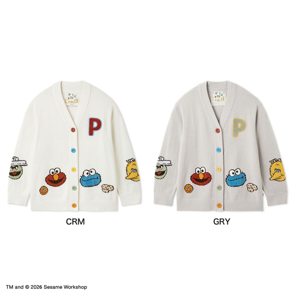 ジェラートピケ　SESAME STREET エアリーモコアップリケカーディガン gelato pique（ジェラートピケ） SALE30%OFF SESAME STREET エアリー