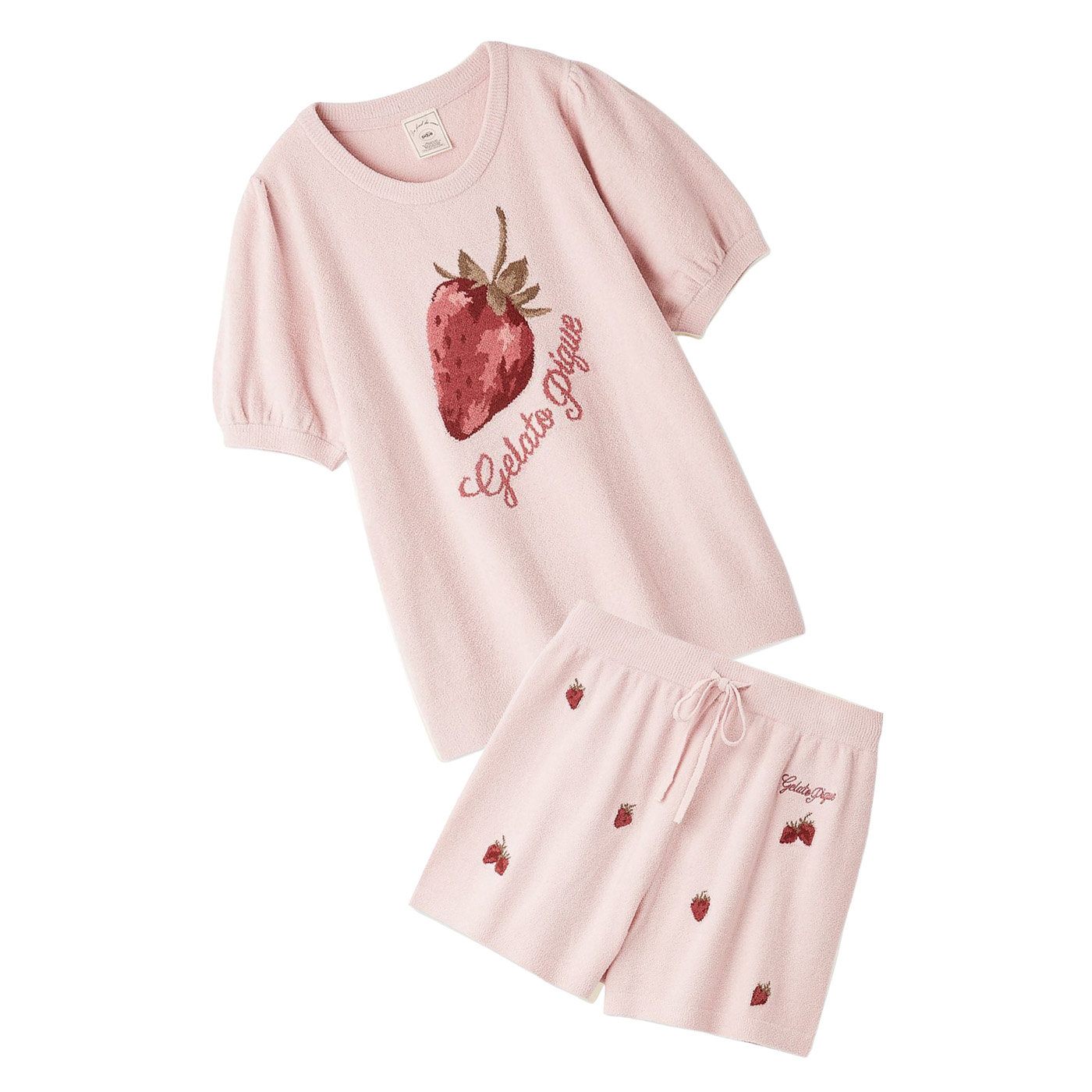 新品　ジェラートピケ ミニー　ルームウェア　短パン　Tシャツ　ピンク　いちご gelato pique（ジェラートピケ） エアリーモコストロベリージャガード