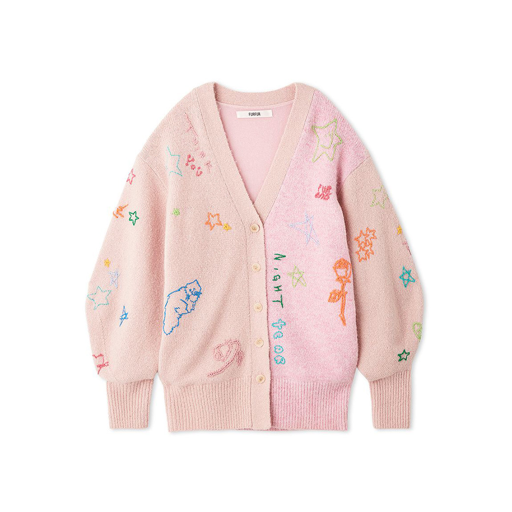 FURFUR 刺繍入りタトゥーカーディガン白 FURFUR（ファーファー） SALE50%OFF FURFUR TAPPEIコラボ タトゥー