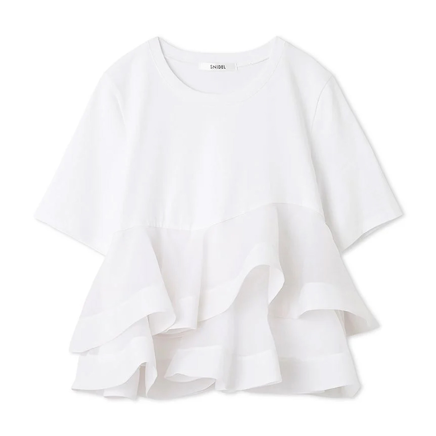 SNIDEL（スナイデル） 異素材ペプラムTシャツ swct252126 レディース