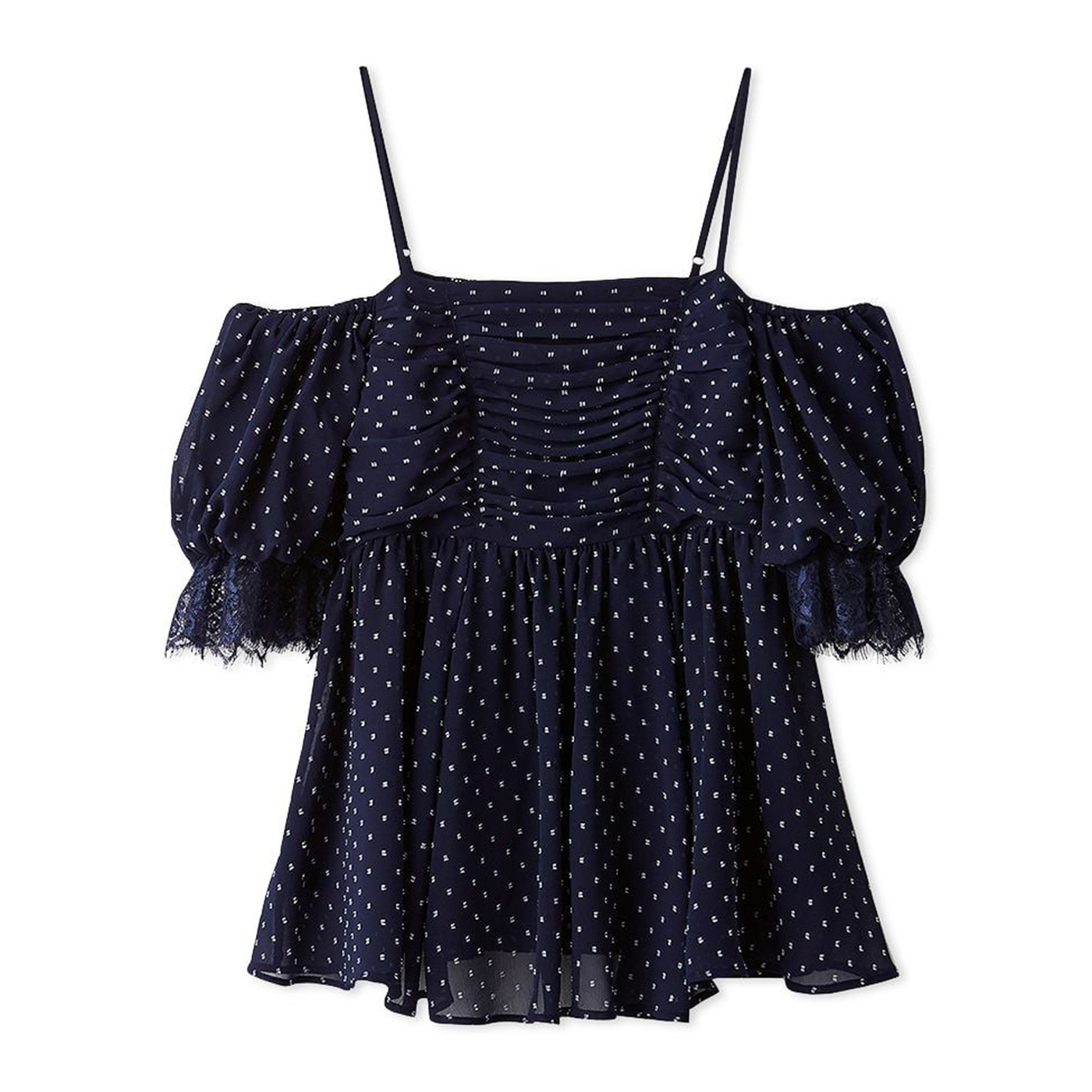 SNIDEL（スナイデル） バリエオフショルレースチュニック swfb254202