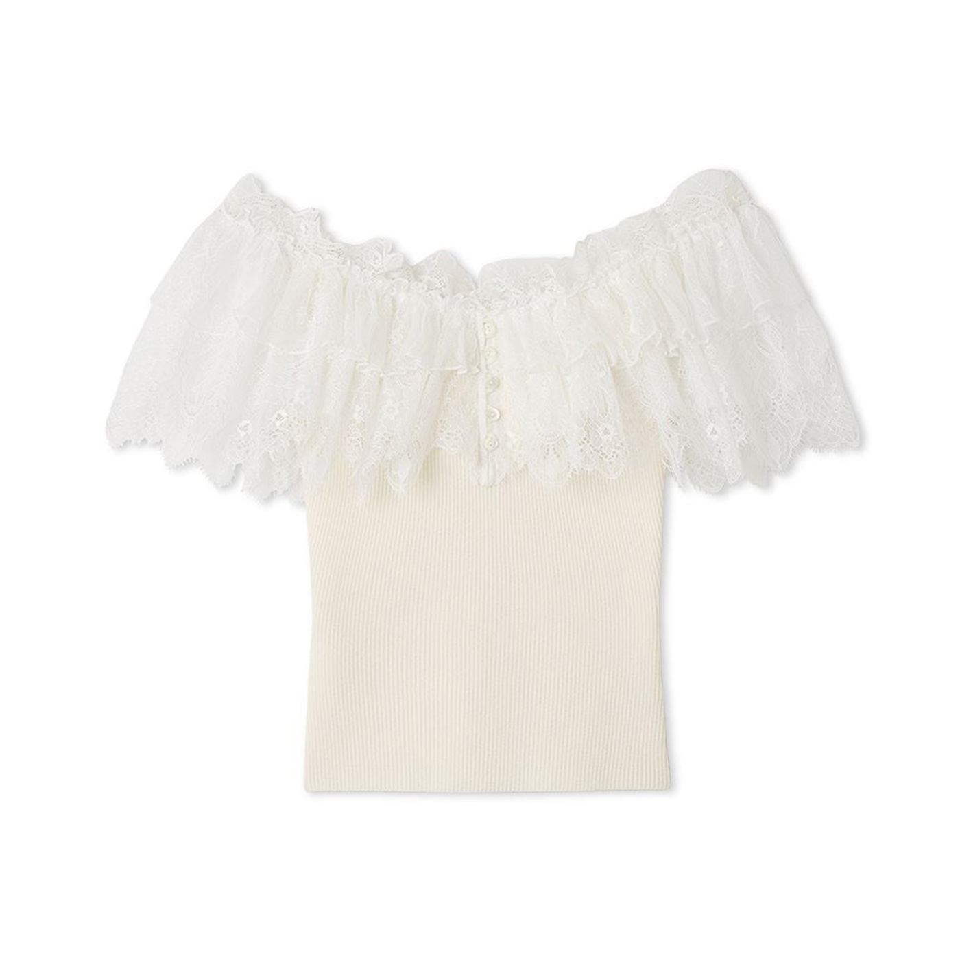 SNIDEL（スナイデル） SALE50%OFF レースドッキングニットプルオーバー