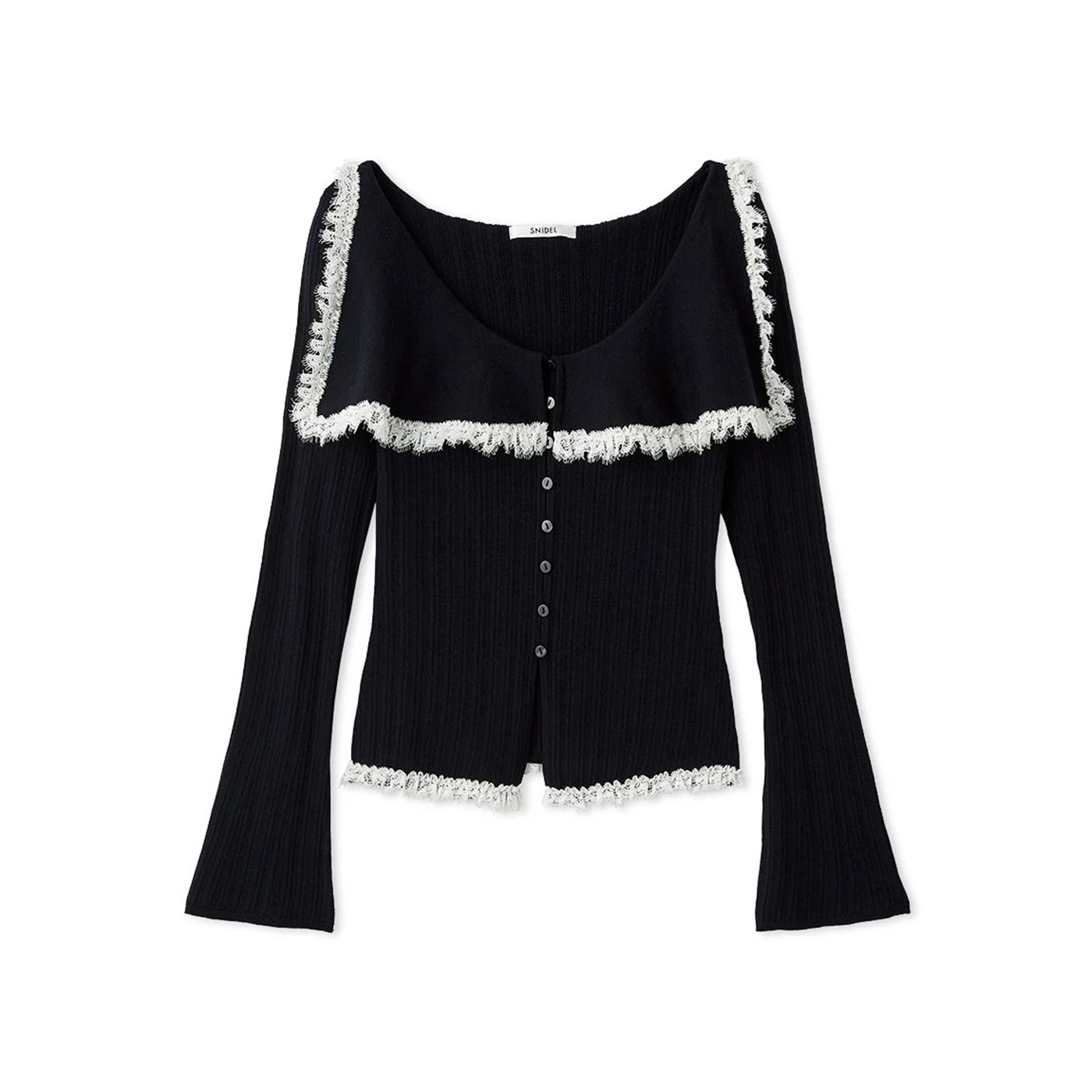 SNIDEL（スナイデル） Sustainableビッグカラーレーストリムニットプル