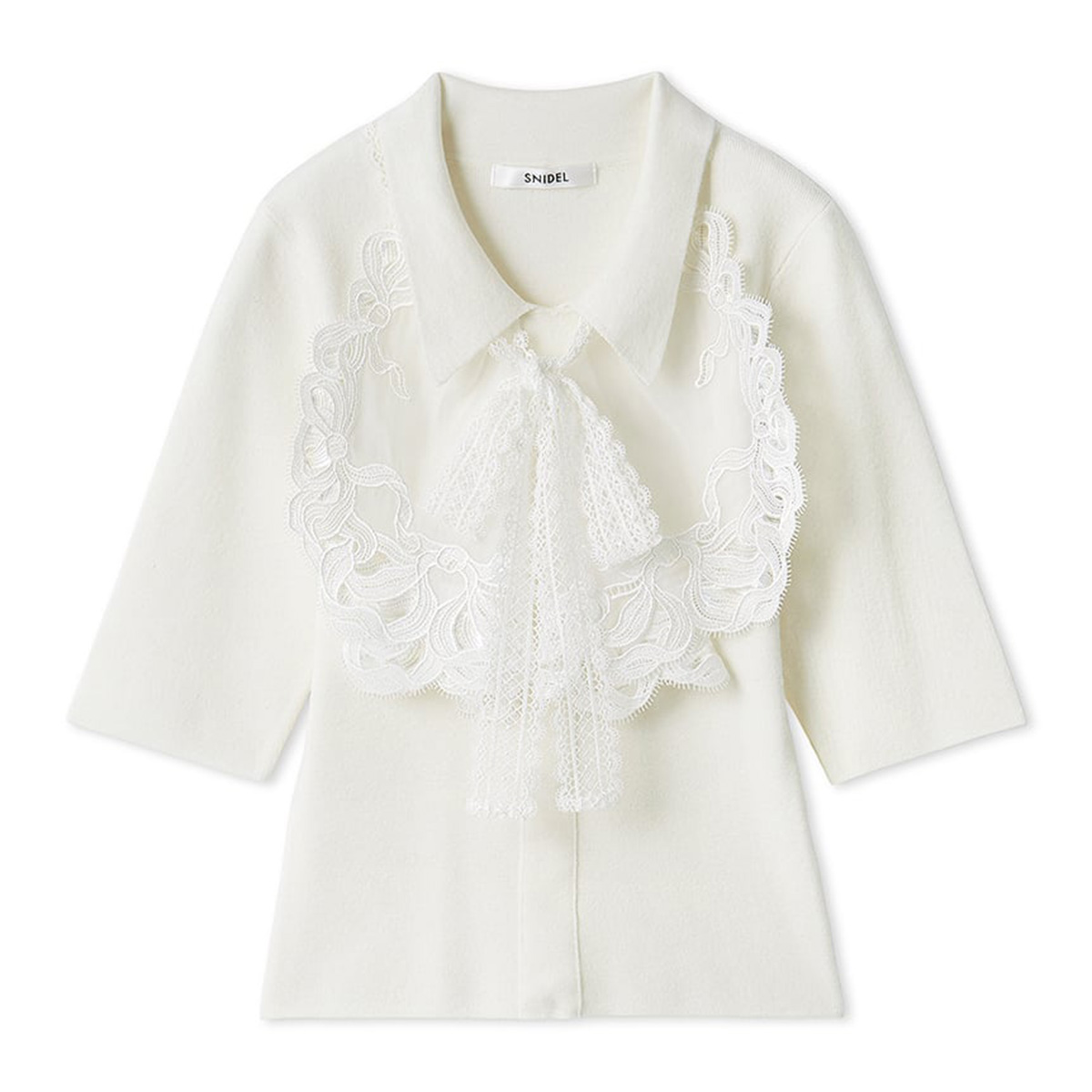 snidel レースドッキングニットトップス アイボリー 新品 SNIDEL（スナイデル）の「レースドッキングニットトップス（ニット