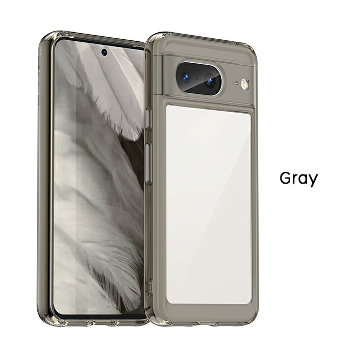 Google Pixel 8 グレー ケース付き Google Pixel 8 ケース ハードケース ハイブリッド クリア カバー
