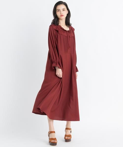 Lanvin En Bleu ランバン オン ブルー ラッフルフリル襟ロングワンピース タカシマヤファッションスクエア 通販 Paypayモール