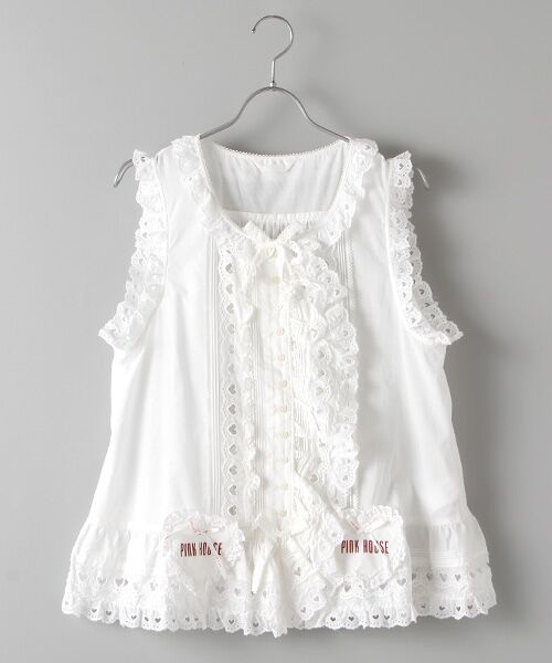 配送員設置送料無料 Pink House ピンクハウス ハートワッペン付きフリルベスト 海外正規品 Atempletonphoto Com