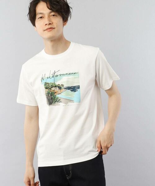 ネイビーは TAKEO KIKUCHI / タケオキクチ アートプリント Tシャツ