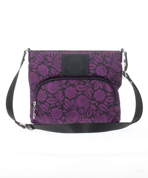 【美品】ANNA SUI バッグ　布生地　紫　ジャーニー ANNA SUI バッグ 布生地 紫 ジャーニー