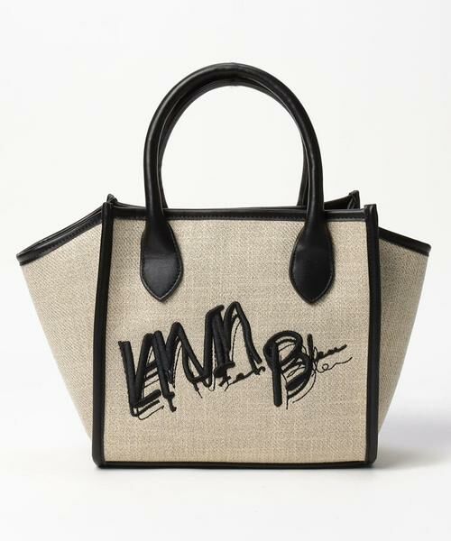 白 フリル付 LANVIN en Bleu(ランバン) リボン トートバッグ 管:567 