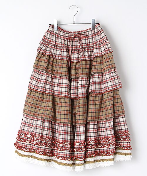 ☆ピンクハウス☆❤️うっとり優雅な被せ段々の綿ローンロングスカート