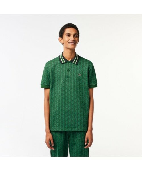 LACOSTE（ラコステ） モノグラムジャカード半袖ポロシャツ