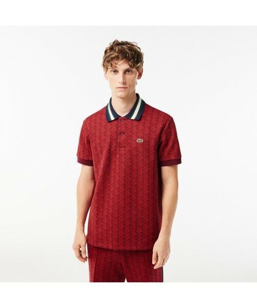LACOSTE（ラコステ） モノグラムジャカード半袖ポロシャツ