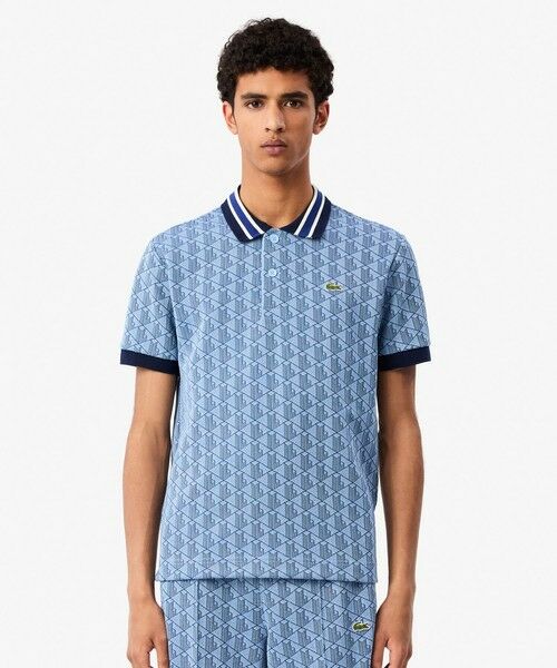 LACOSTE（ラコステ） モノグラムジャカード半袖ポロシャツ