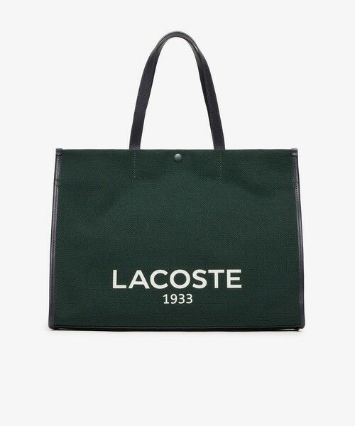 Lacoste キャンバストートバッグ ホワイト/ネイビー ラコステ LACOSTE ヘリテージキャンバス プリントフロントトート