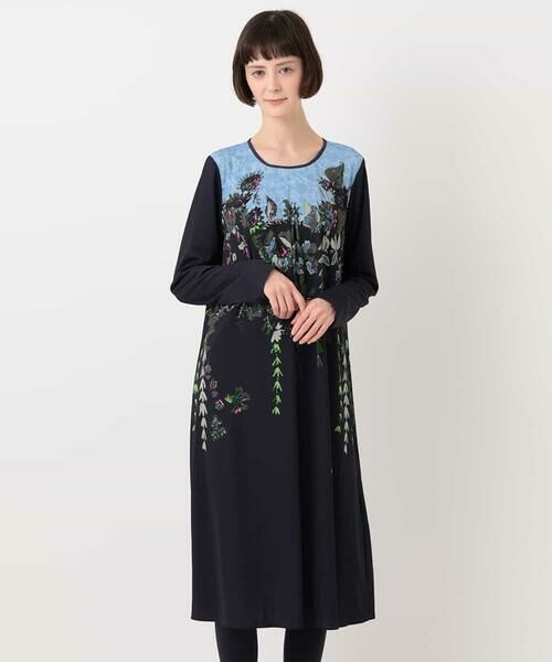 HIROKO BIS / ヒロコビス フラワーモチーフジャージワンピース