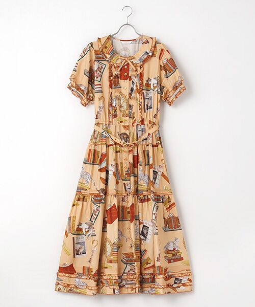 PINK HOUSE（ピンクハウス） 書斎の猫たちプリントワンピース