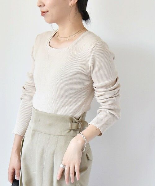 SHIPS for women / シップスウィメン quaranciel:〈手洗い可能〉コットン リブ クルーネック ニット SHIPS for women / シップスウィメン quaranciel:〈手洗い可能