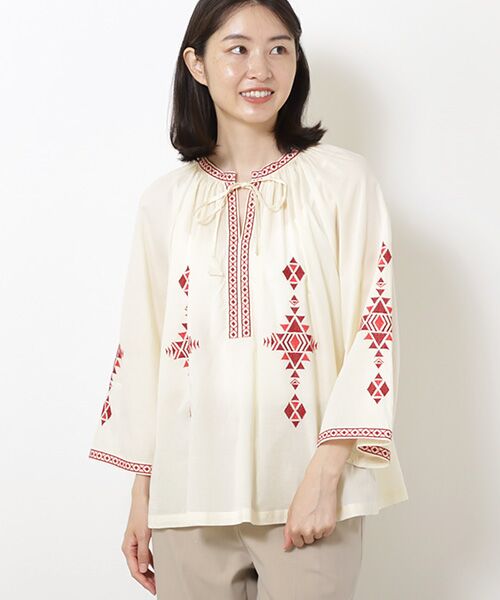 TABASA（タバサ） インドコットン×オルテガ刺繍ブラウス : タカシマヤ
