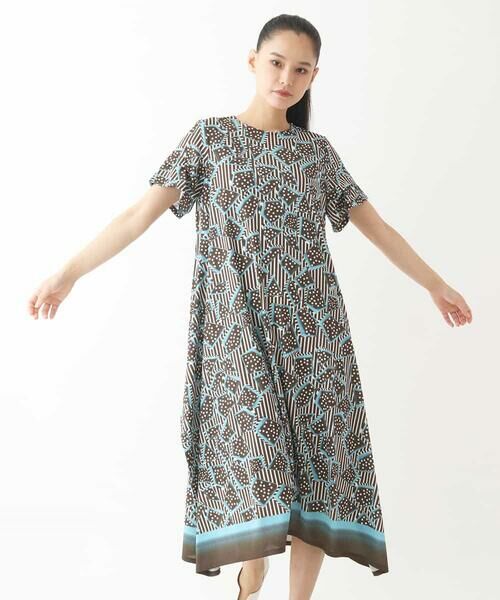 HIROKO BIS / ヒロコビス ジオメトリックプリントワンピース /洗濯機で