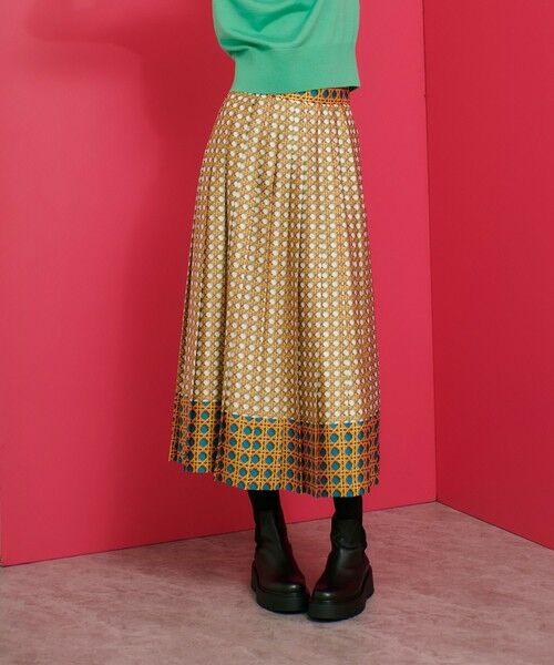 LOULOU バスケットプリントプリーツスカート　サテン生地 極美品　ルルウィルビー　24AW WILLOUGHBY（ルルウィルビー） WILLOUGHBY 「LOULOU スカート スカート