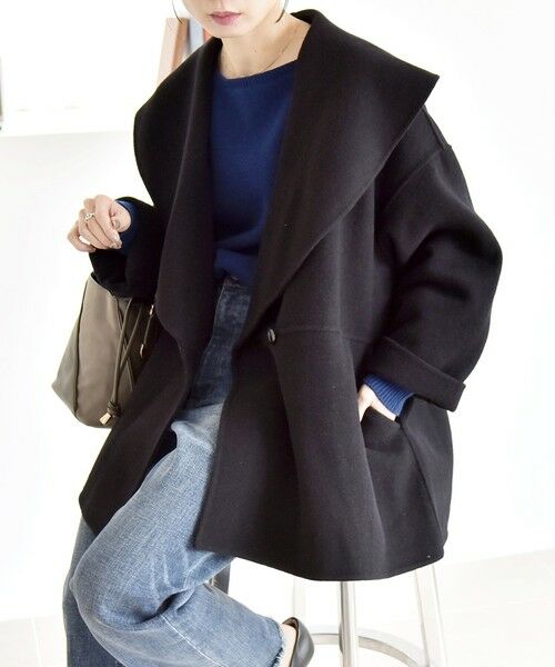 quaranciel （SHIPS）リバーケープショートコート SHIPS（シップス） quaranciel: リバー ケープ ショート コート 25AW