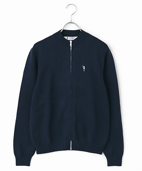 FUKUZO カーディガン 紺 L 新品 FUKUZO FUKUZO / フクゾー 婦人コットン中タツZIPカーディガン