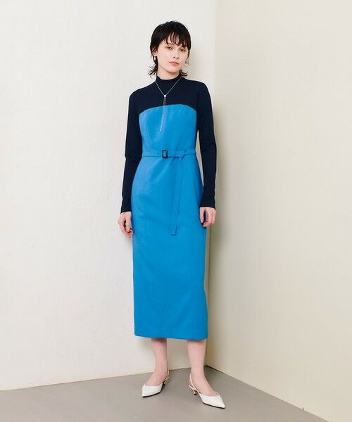 allureville 半袖ワンピース　青 allureville｜サッカースキッパーターンバックワンピース