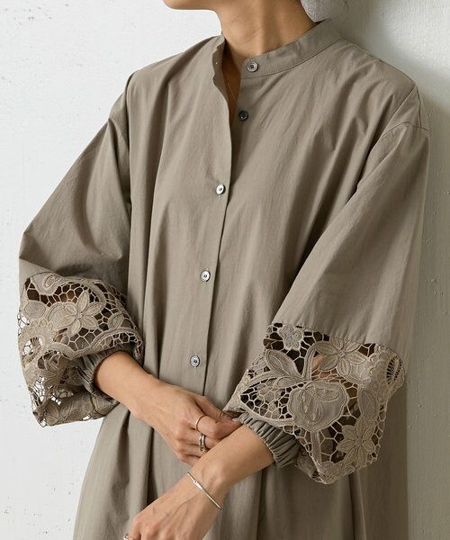 BEARDSLEY 袖レースシャツワンピース BEARDSLEY / ビアズリー 《2サイズ展開》袖レースシャツ
